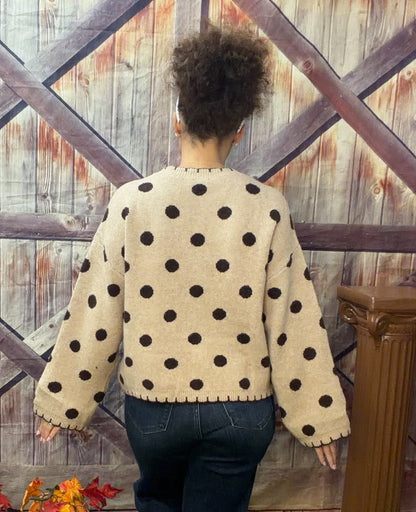 GiGio Button Front Polka Dot Sweater