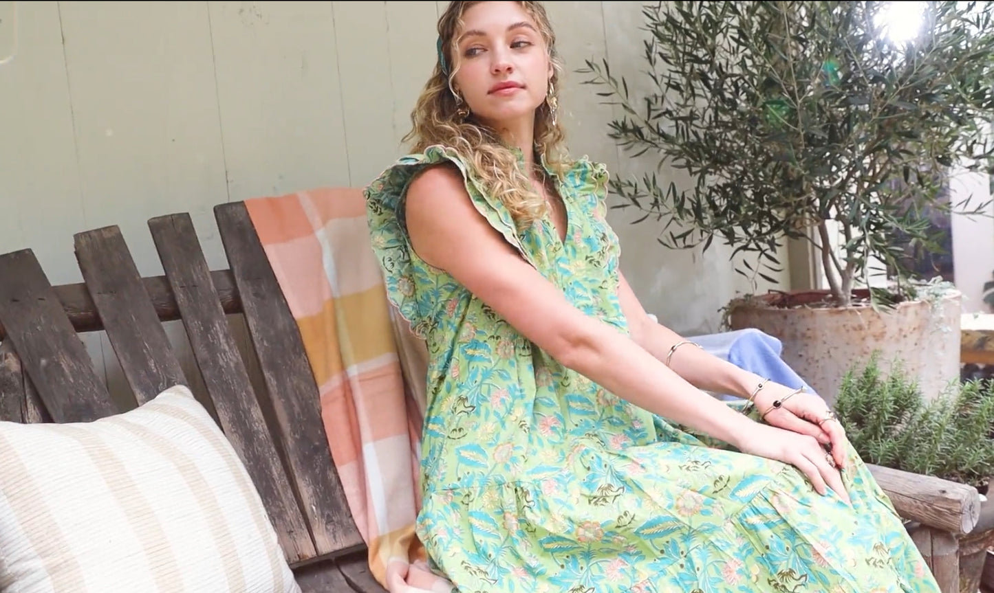 Umgee Ruffle Sleeve Floral Dress