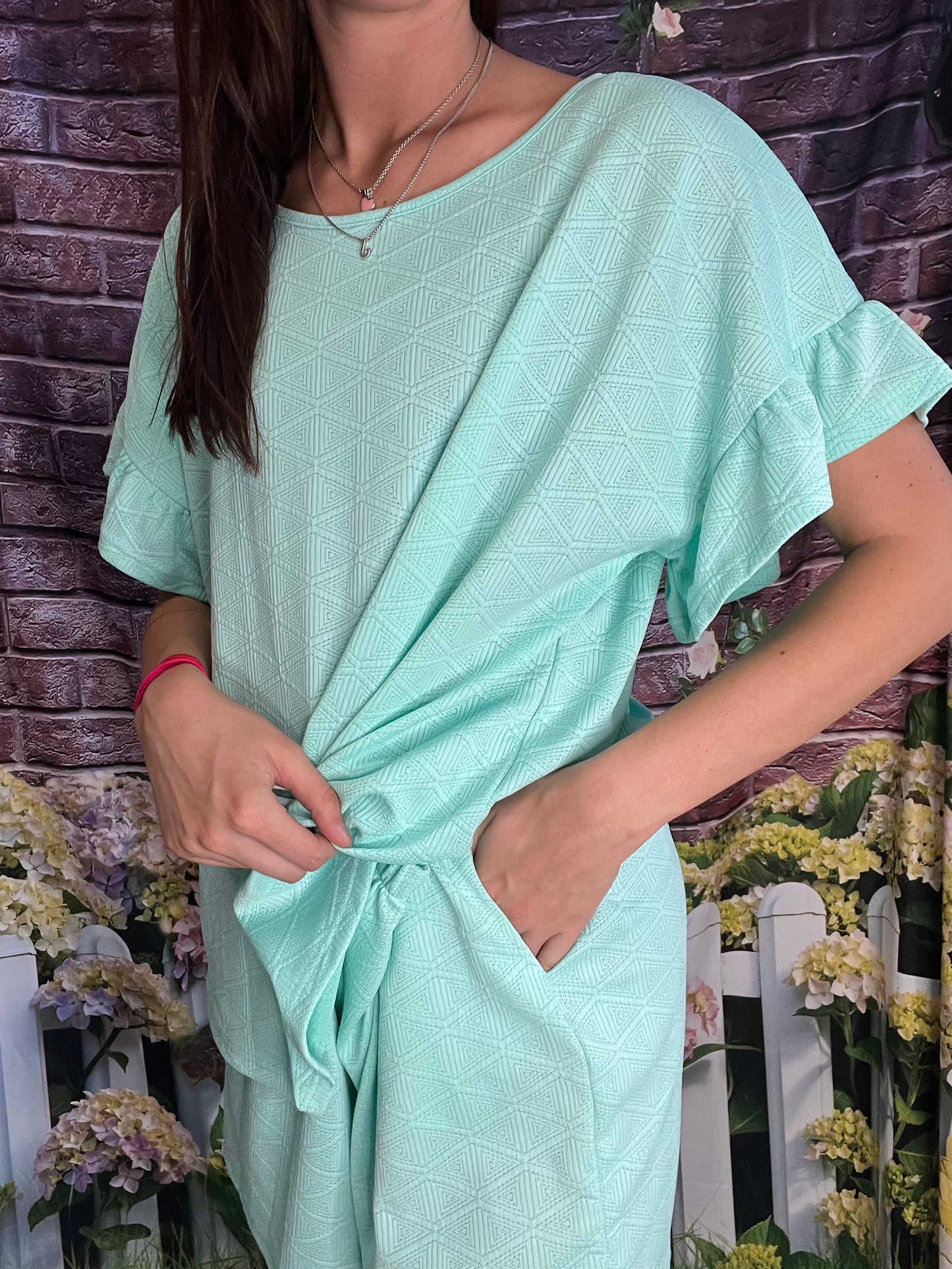 Textured Shorts Set Plus Size