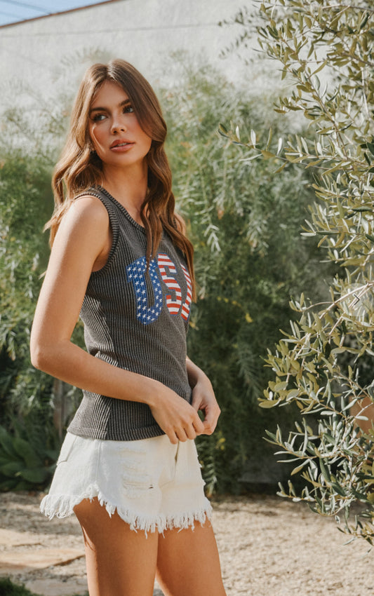 Ribbed USA Tank