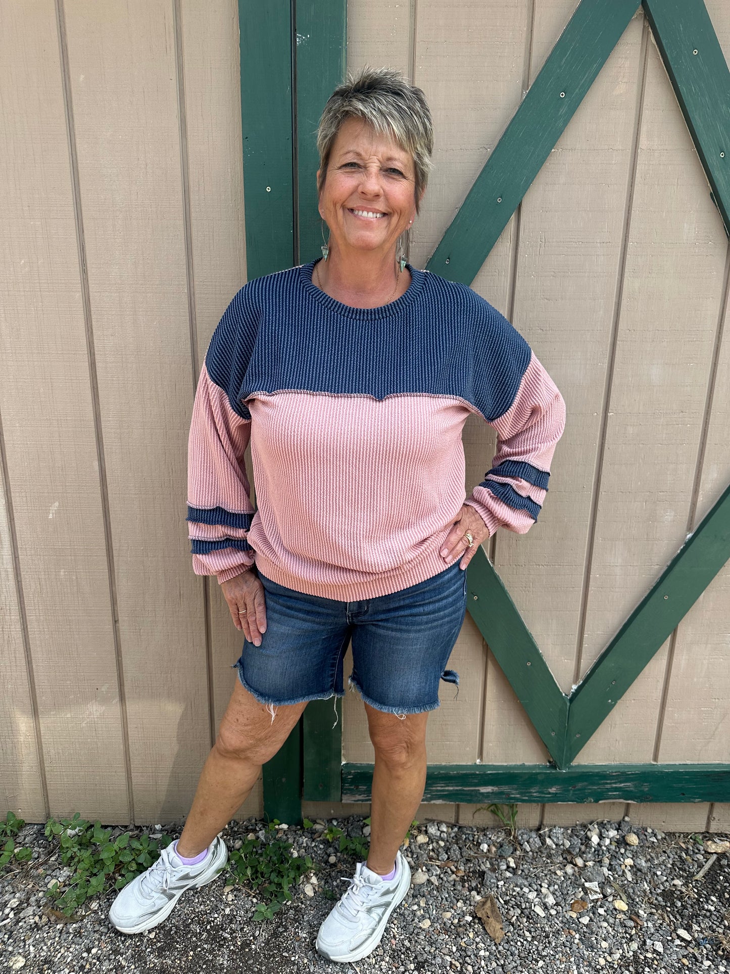 Bubble Sleeve Ribbed Long Sleeve