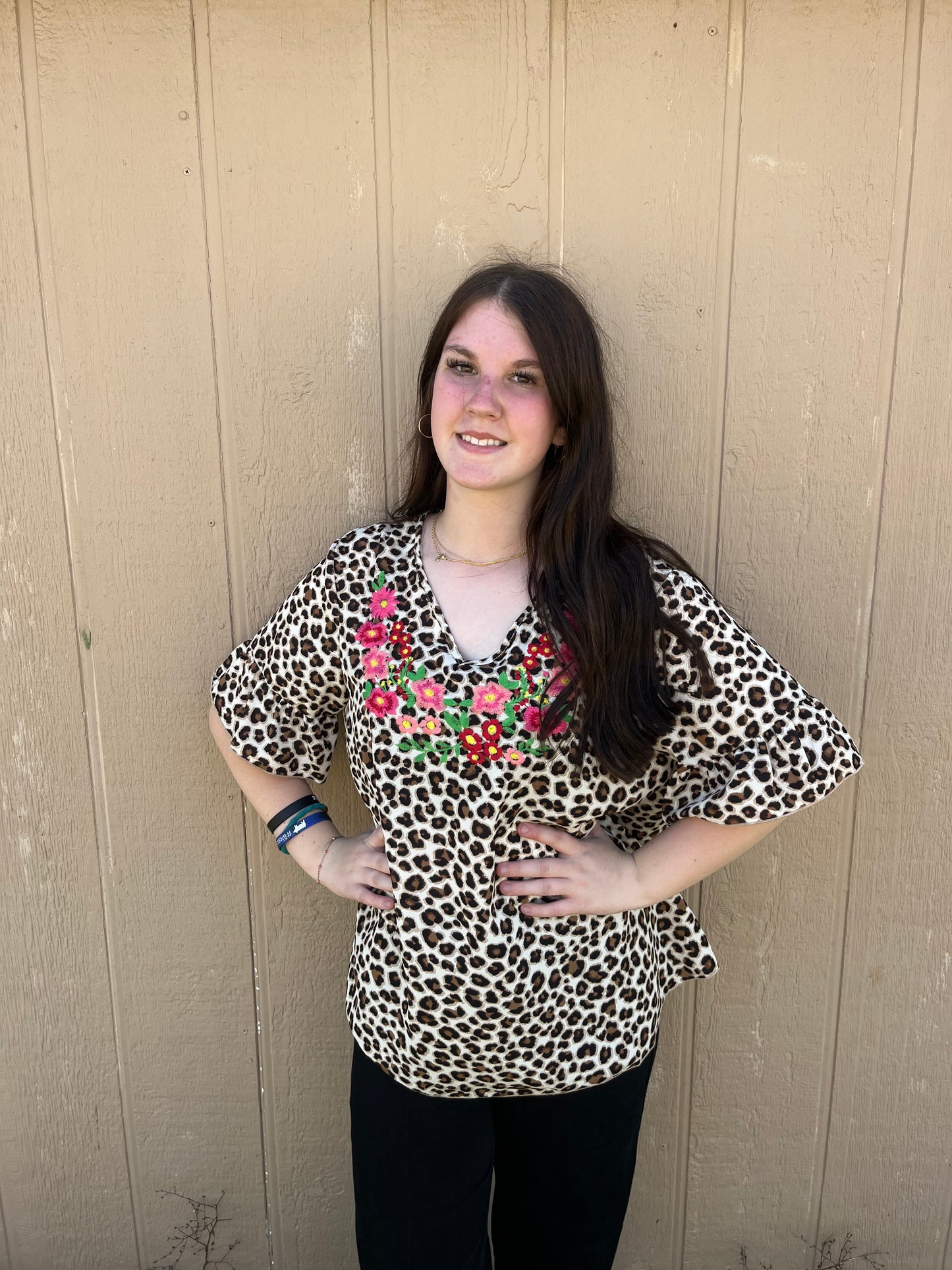 Leopard Embroidered Top