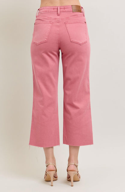 Judy Blue Rose Wide Leg Crops