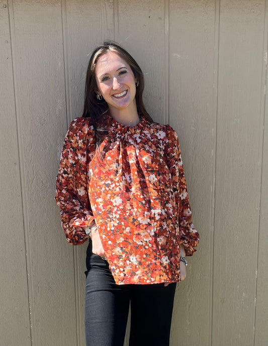 Smocked Floral Long Sleeve