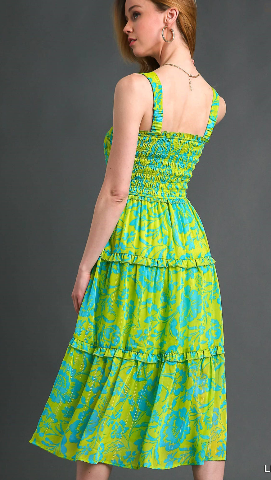 Umgee Tiered Floral Print Dress