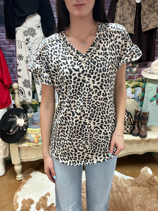 Plus Size Heimish Ribbed Cheetah Top