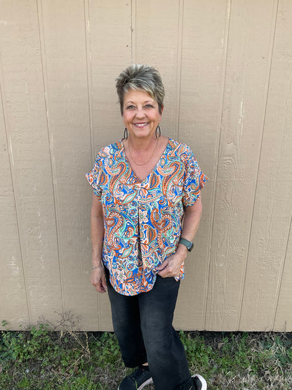 She & Sky Paisley Top