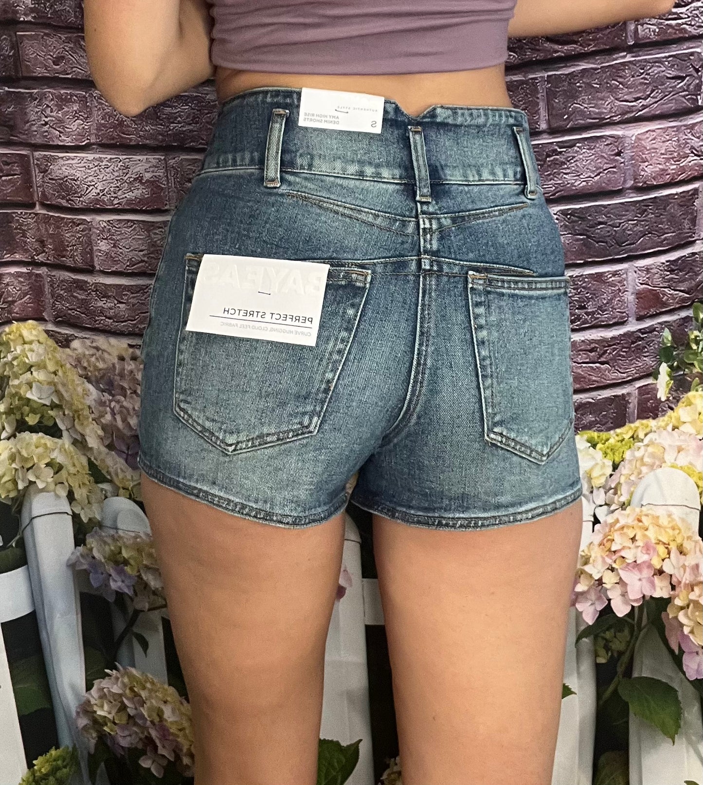 Double Button Denim Shorts