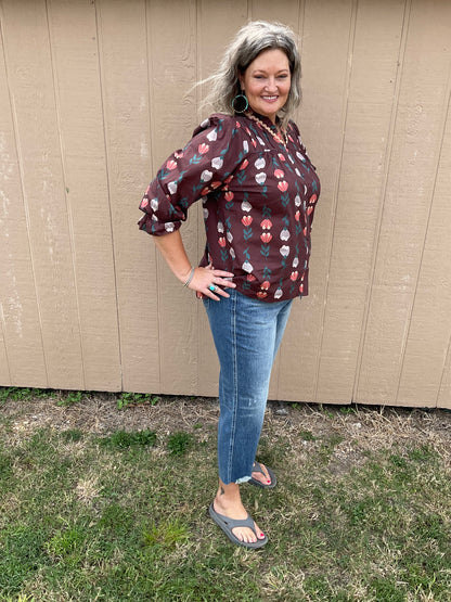 Umgee Floral Top Plus