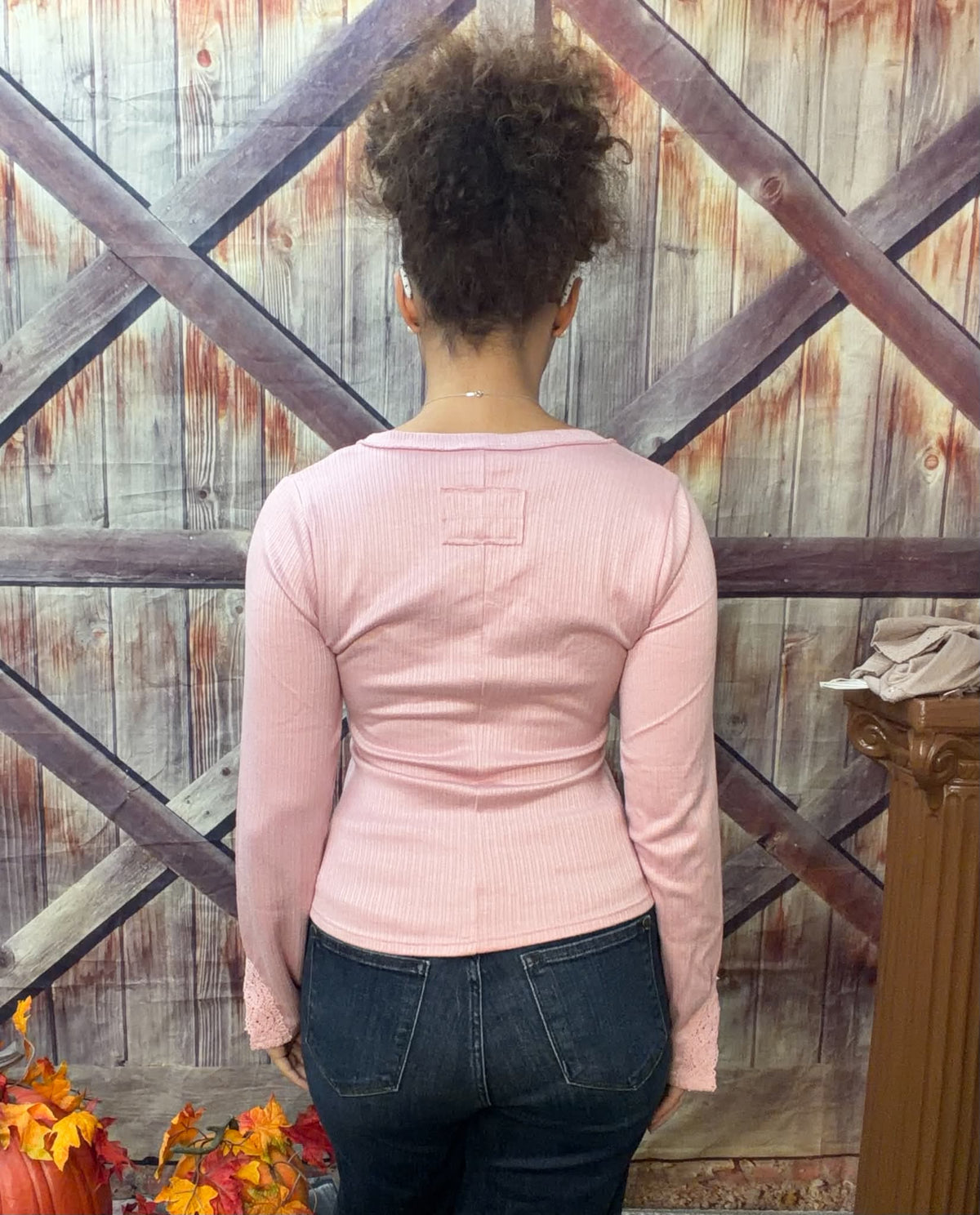 New Me Fitted Ribbed Long Sleeve with Lace