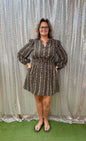 Staccato smocked waist puff slv dress