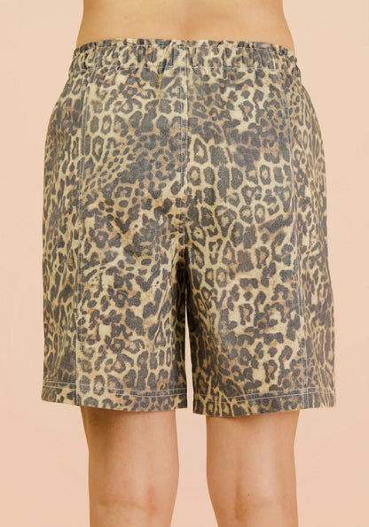 Very J Leopard Short Drawstring Waist