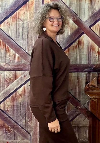 YELETE scuba collared vneck PLUS