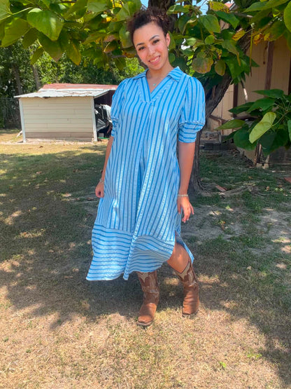 Umgee Puff Sleeve Midi Dress