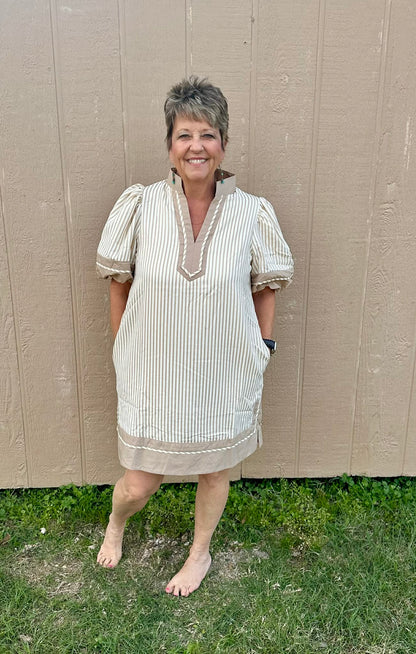entro oatmeal strip dress