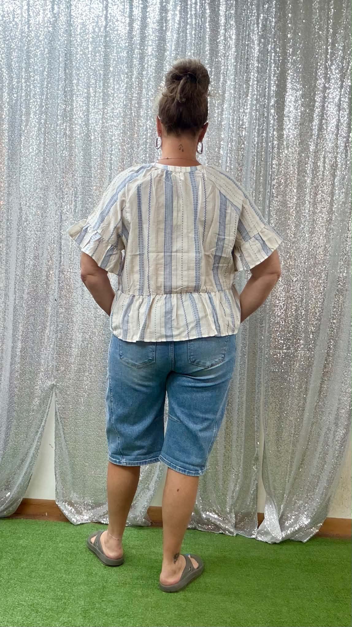 Very J lite Blue strip Plus top