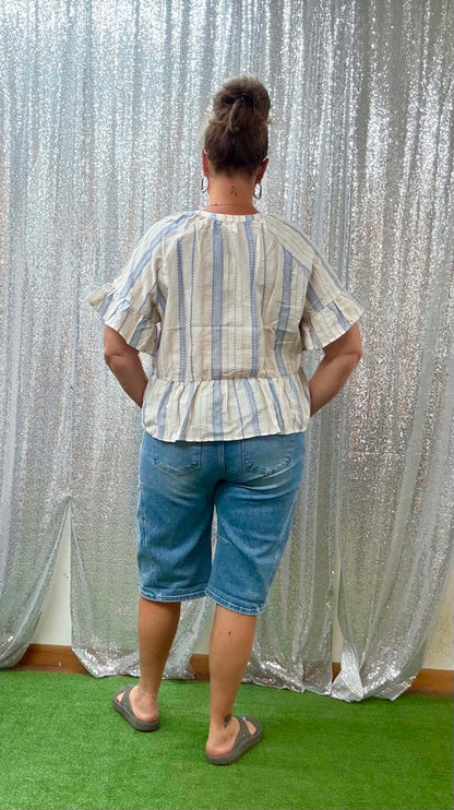Very J lite Blue strip Plus top