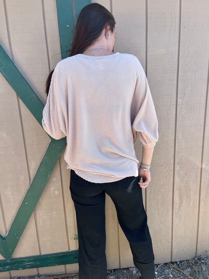 Tres Bien Ribbed Dolman Sleeve Top