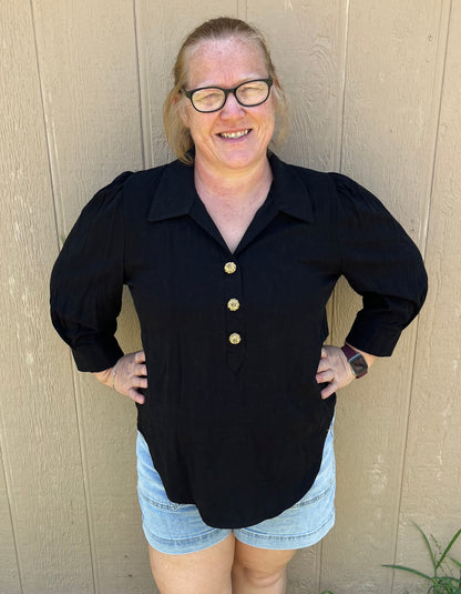 Linen Blouse with Buttons