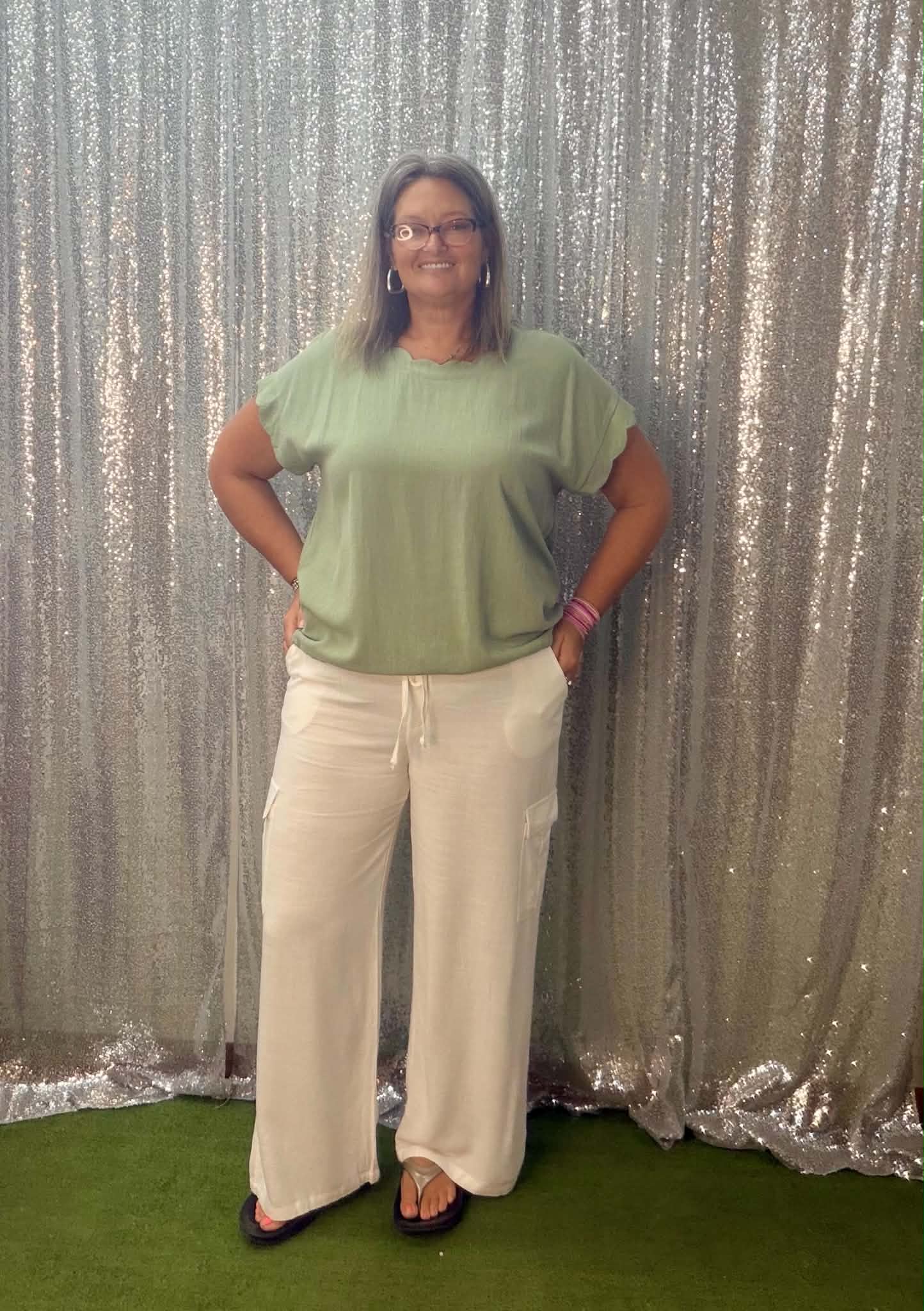 YELETE white linen pants