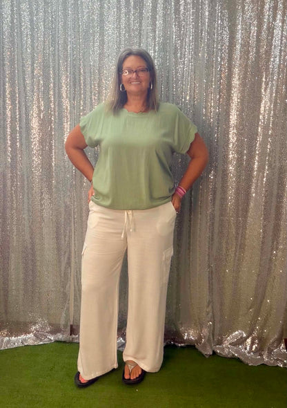 YELETE white linen pants