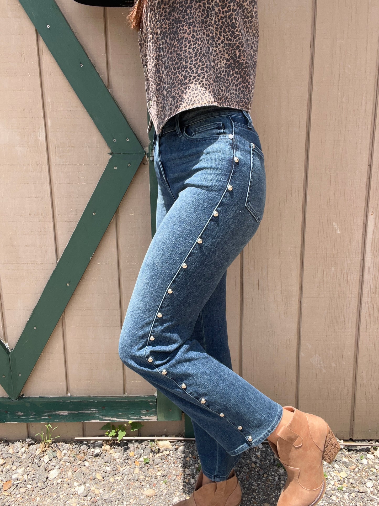 Judy Blue Straight Dome Stud Jeans Plus Size