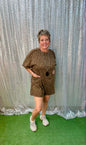 New Me Mocha Leopard short romper