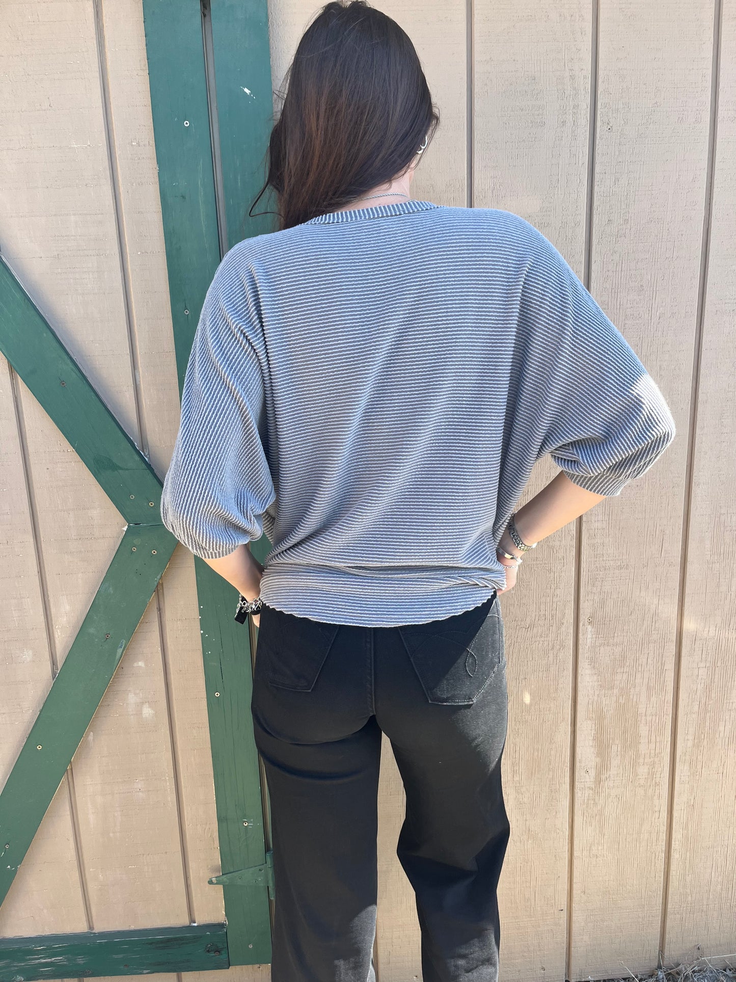 Tres Bien Ribbed Dolman Sleeve Top