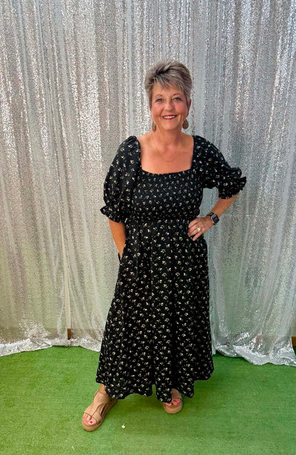Wishlist Puff Sleeve Midi Dress