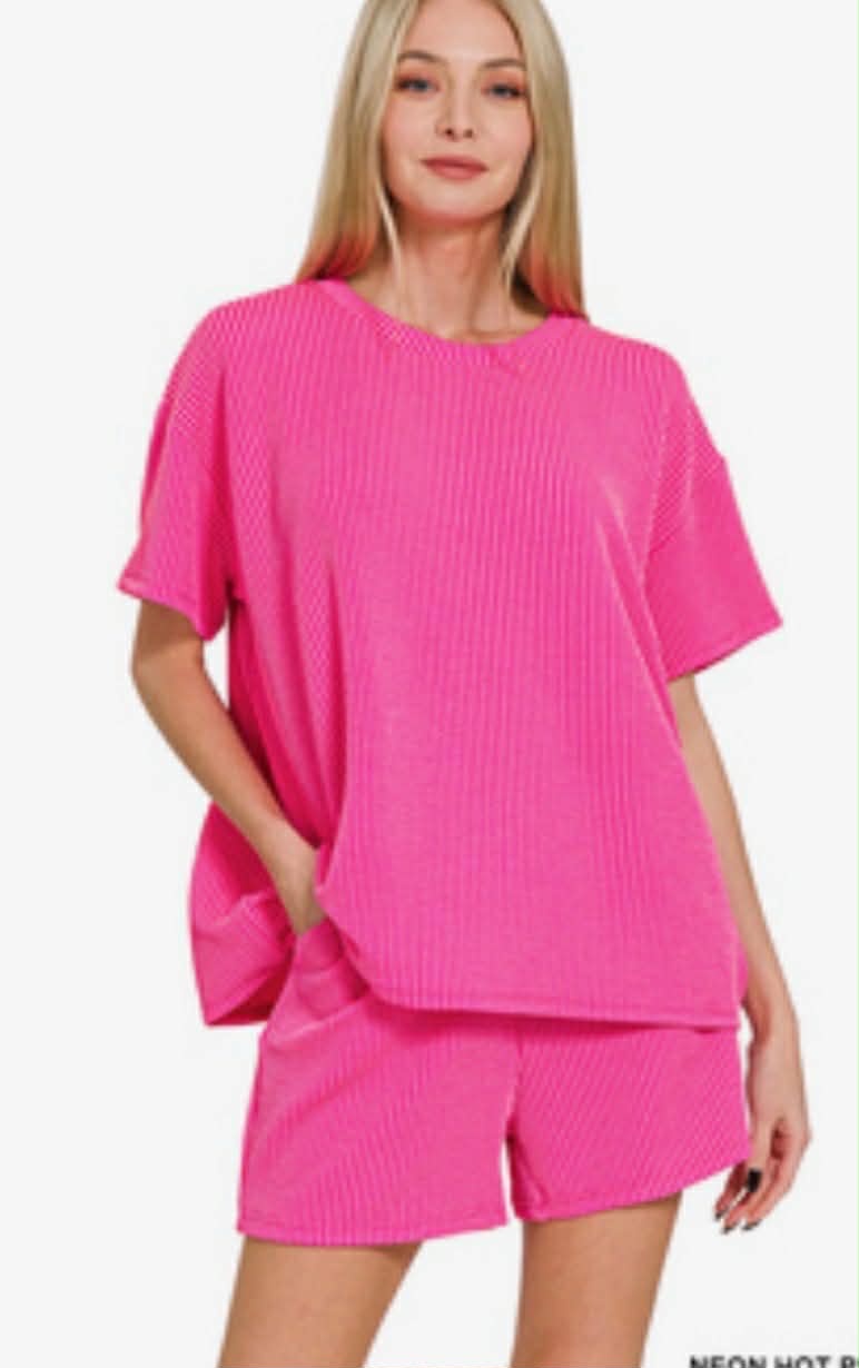 Zenana ribbed short SET