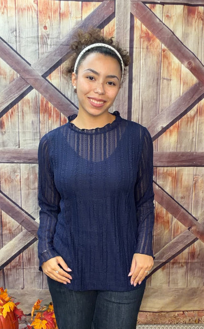 Sunshine & Rodeos Mesh Lace Textured Top