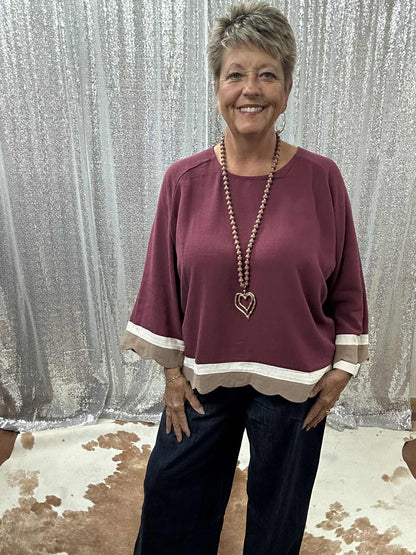 Linen Merlot Classic round neck