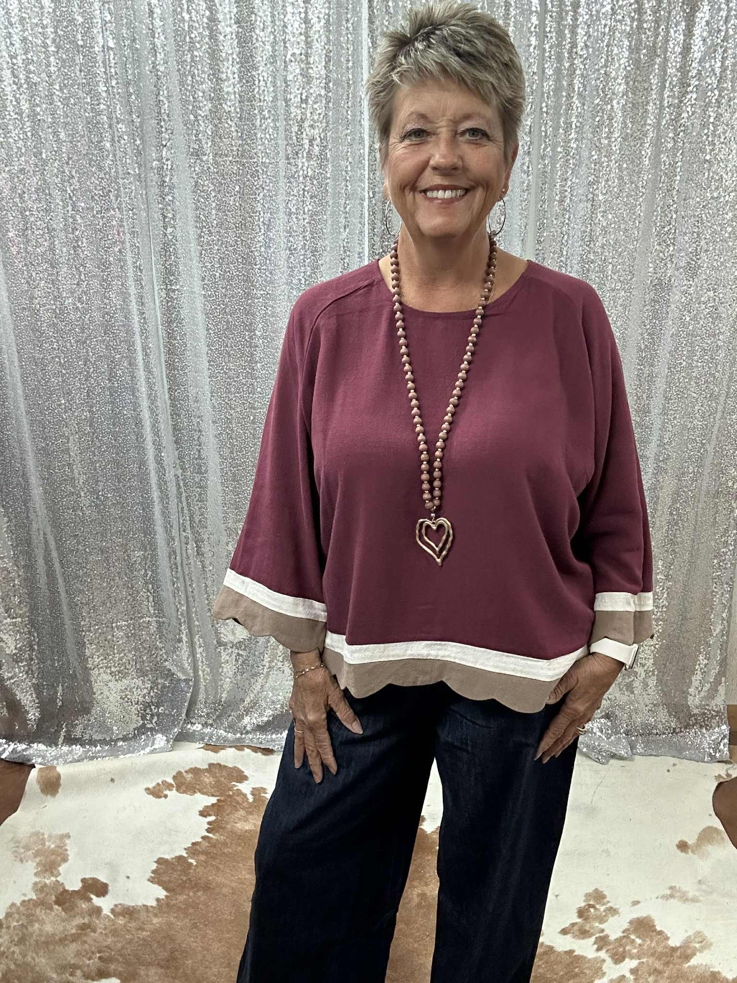 Linen Merlot Classic round neck