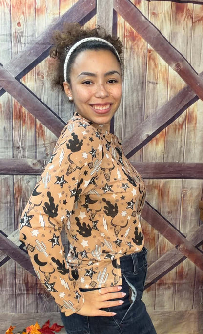 Sunshine & Rodeos Mesh Western Top