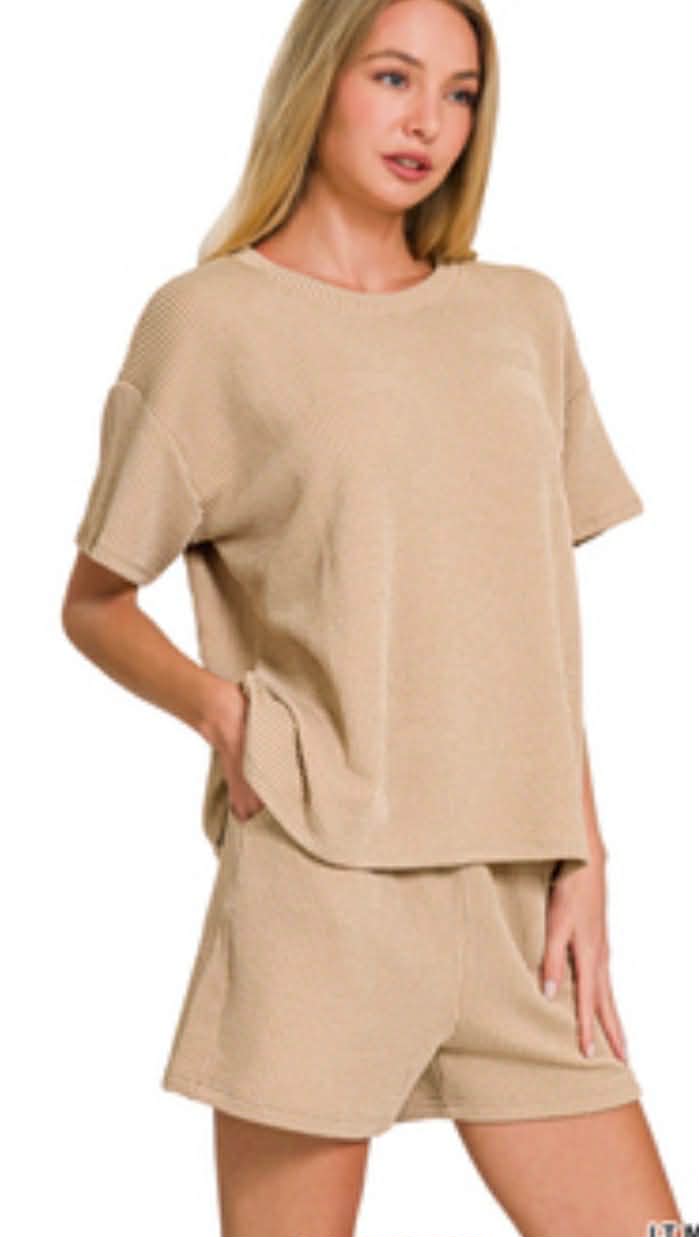 Zenana ribbed short SET