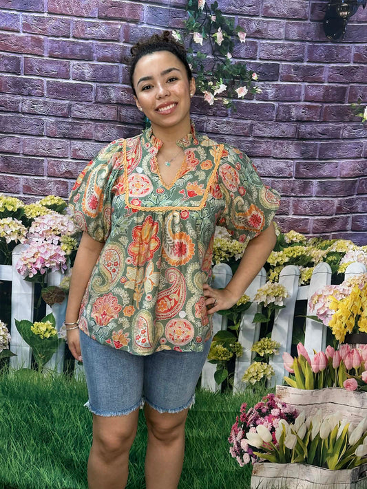 Umgee Mix Paisley Blouse