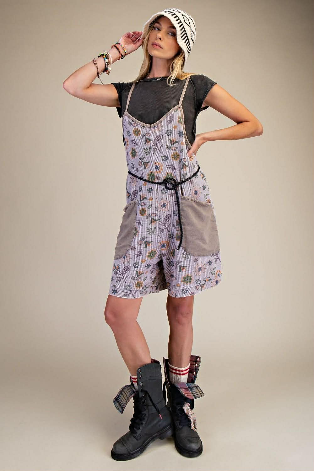 Easel waffle print romper
