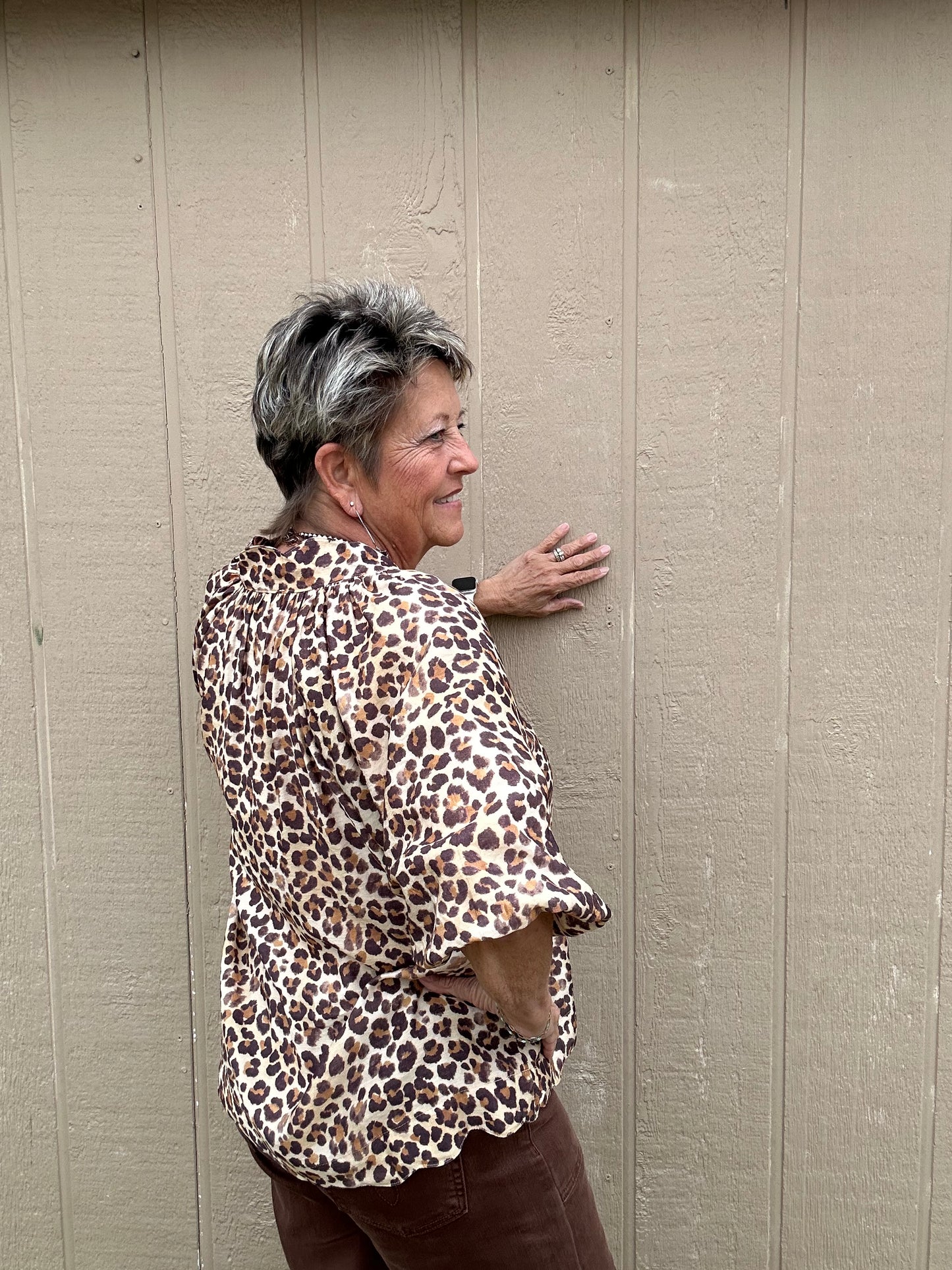 Umgee Scalloped Leopard Top