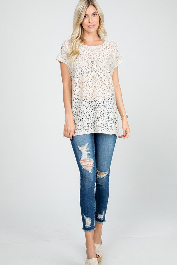 Short Sleeve Lace Top