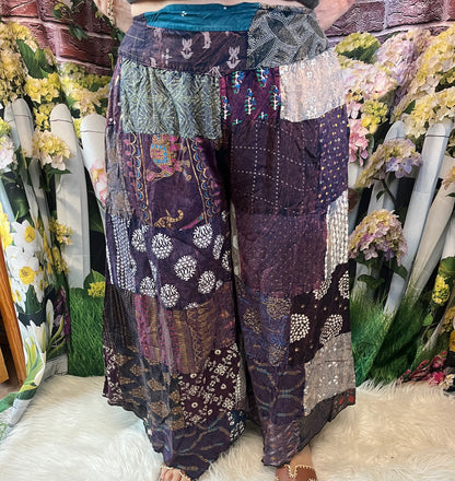 Wide Leg Patchwork Crop Pants