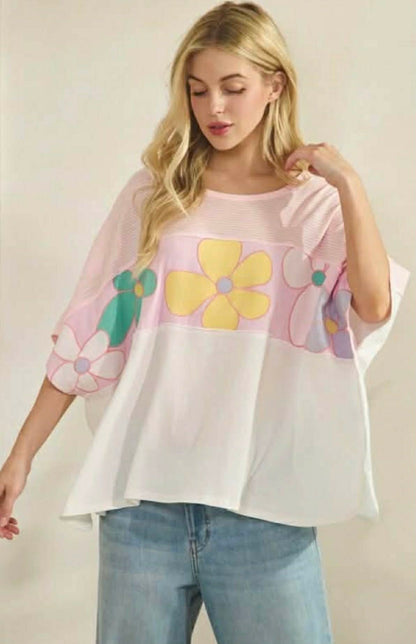 Sage + Fig Pink Floral Top