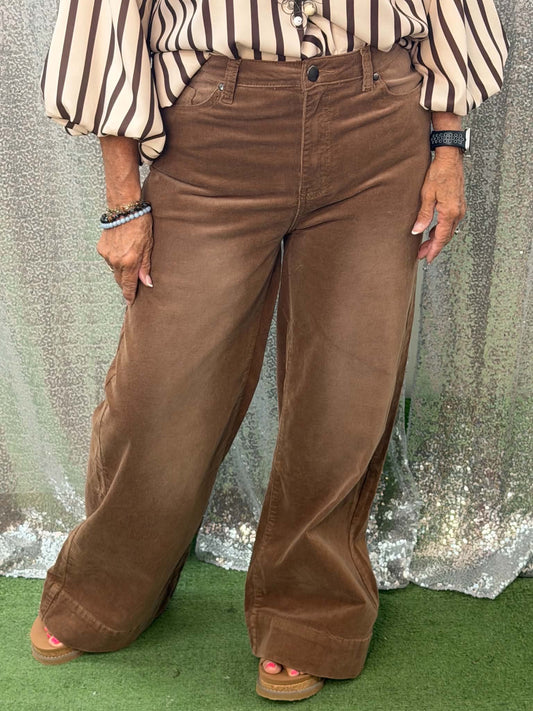 Vine & Love stone washed Corduroy crop pants