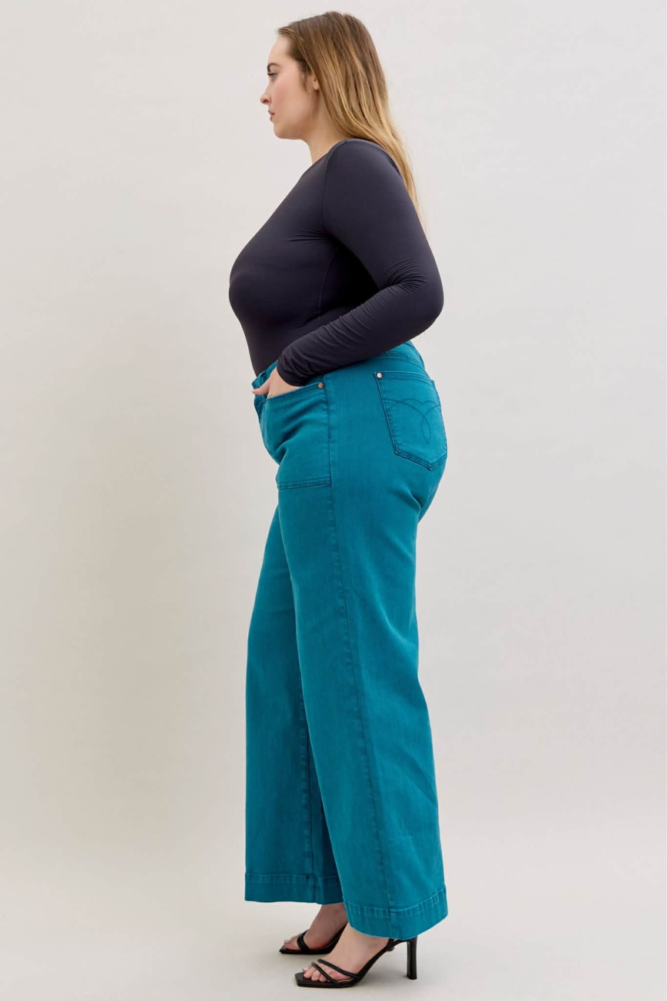 Judy Blue MR Teal Utility Wide