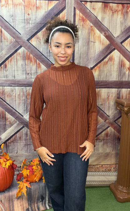 Sunshine & Rodeos Mesh Lace Textured Top