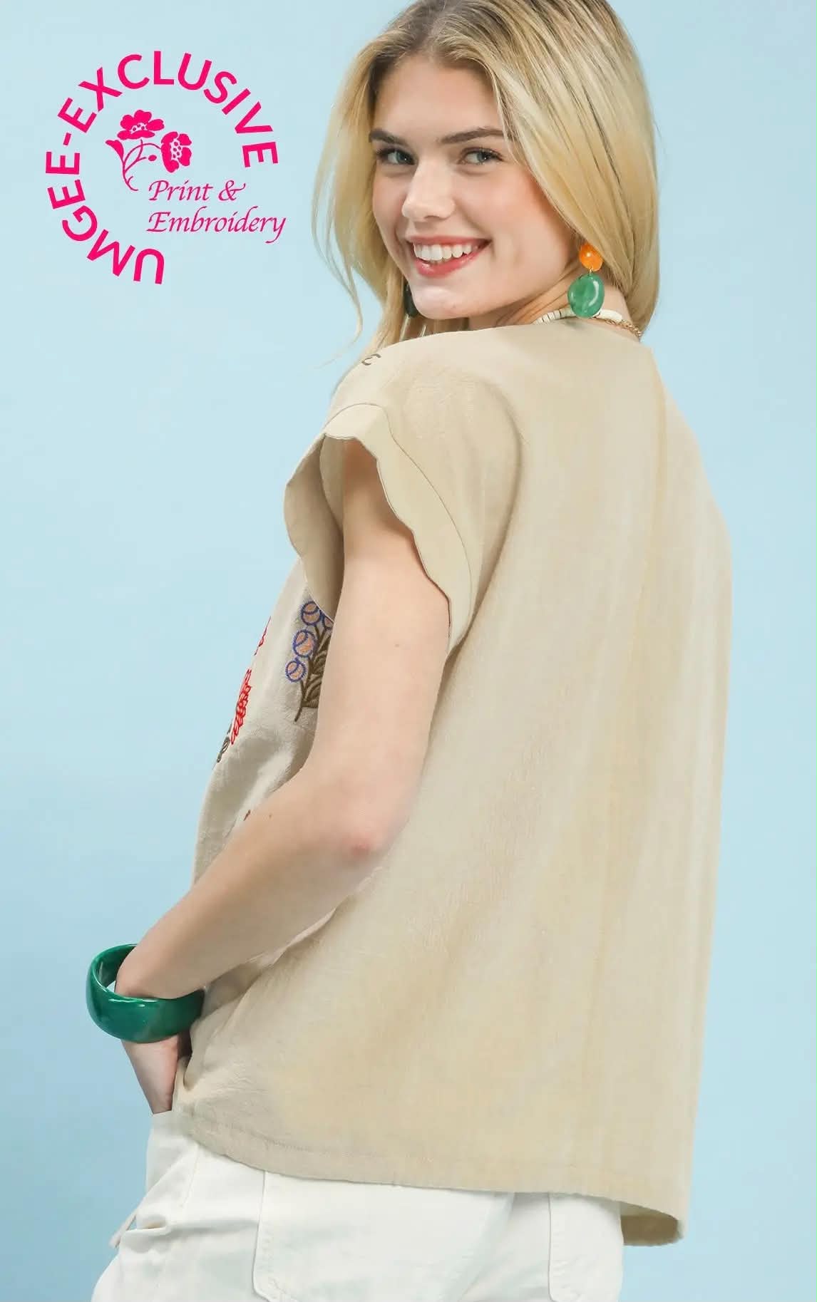 UMGEE embroidered botanical plus top