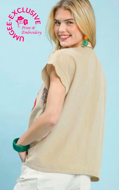 UMGEE embroidered botanical plus top