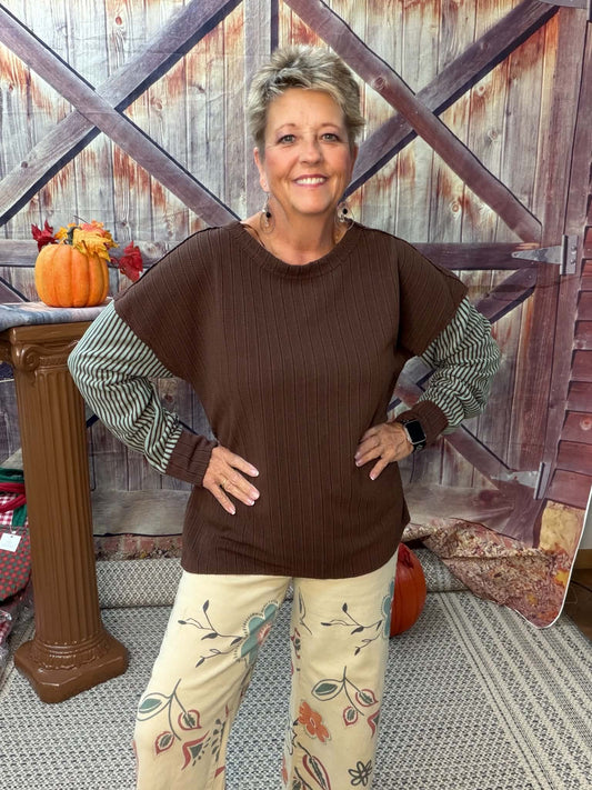 New Me Textured Long Sleeve Crew