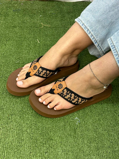 Yellow box Nellia flip flops