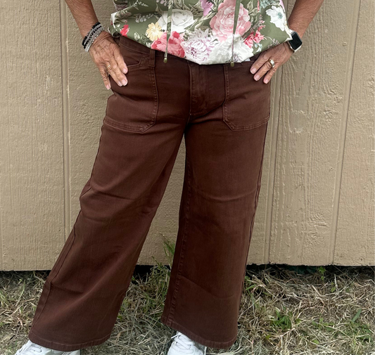 Judy Blue maple wide leg crops Plus Size