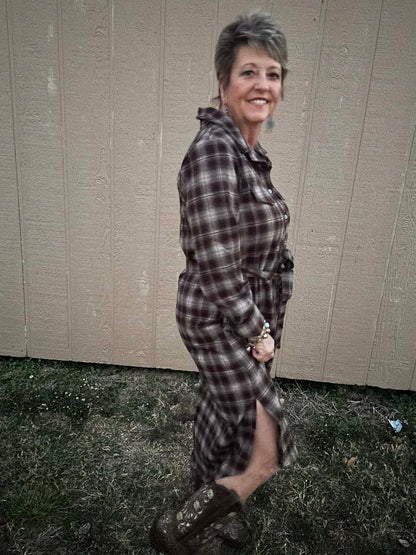 SHE+SKY BROWN FLANNEL DRESS